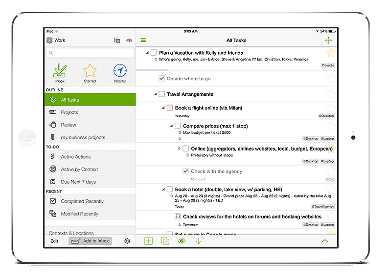 MyLifeOrganized iPad 主界面